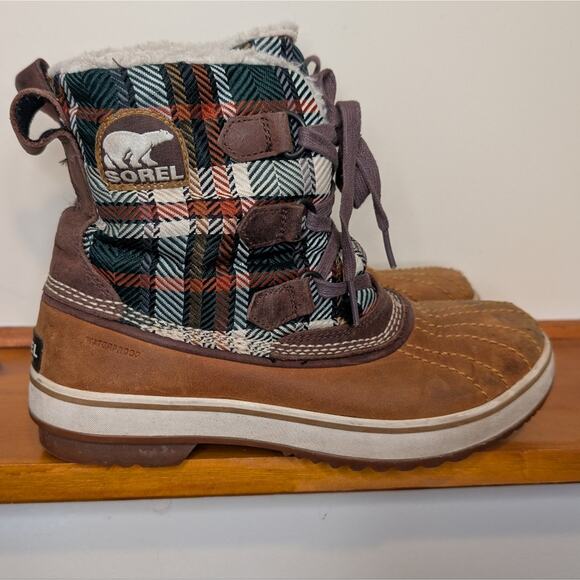 Sorel Tivoli Plaid Winter Boots Women's Size 8 - Picture 1 of 6